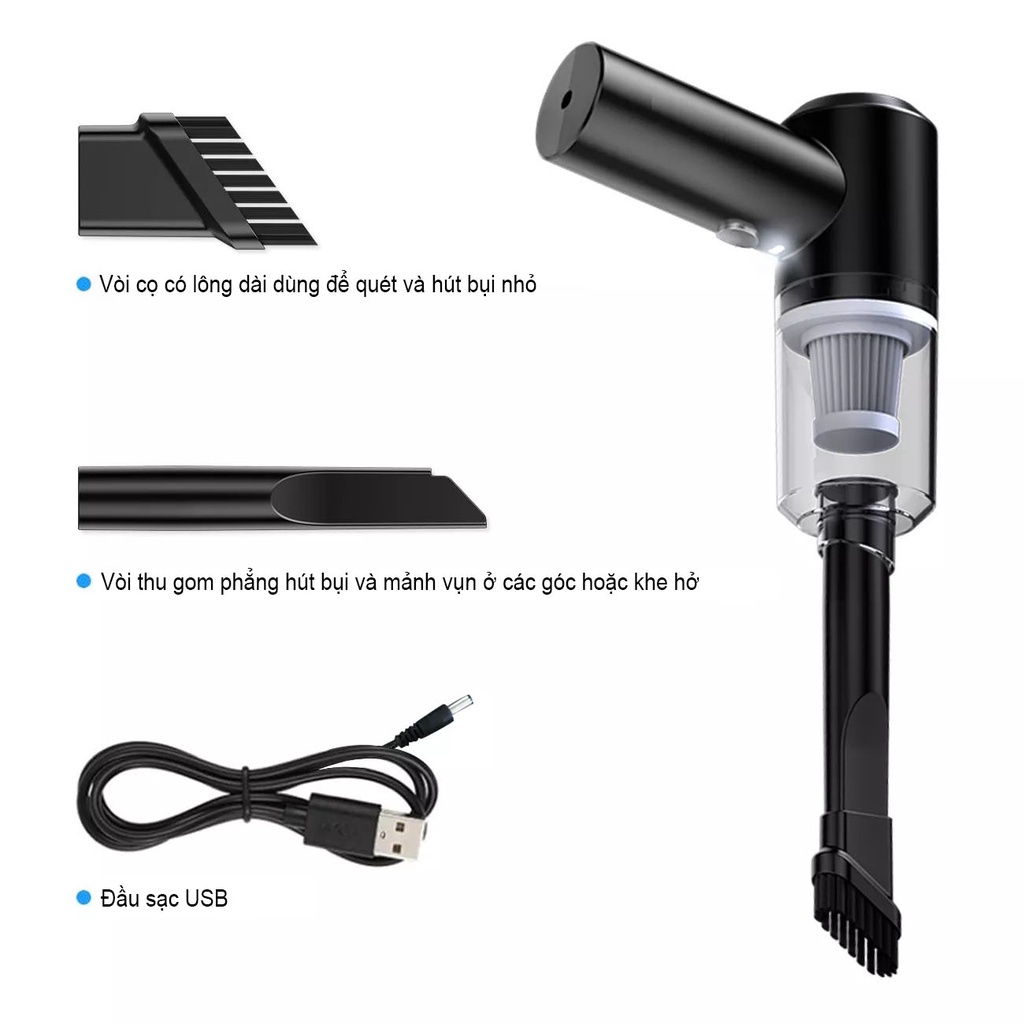Máy hút bụi cầm tay mini không dây đa năng, hút bụi ô tô, giường, tủ, sofa