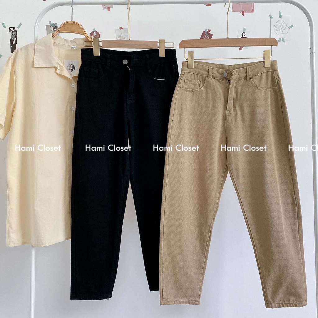 Quần jeans trơn basic vintage chất đẹp hai màu dáng baggy | BigBuy360 - bigbuy360.vn