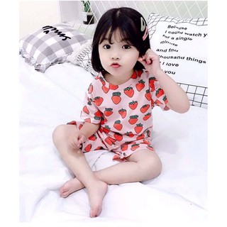 Sét bộ thun bé gái trái dâu