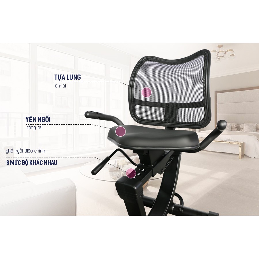 Xe đạp tập thể dục tại nhà KINGSPORT KS-5807 có ghế tựa êm ái, bánh đà kháng từ, tải trọng tối đa lên đến 120kg