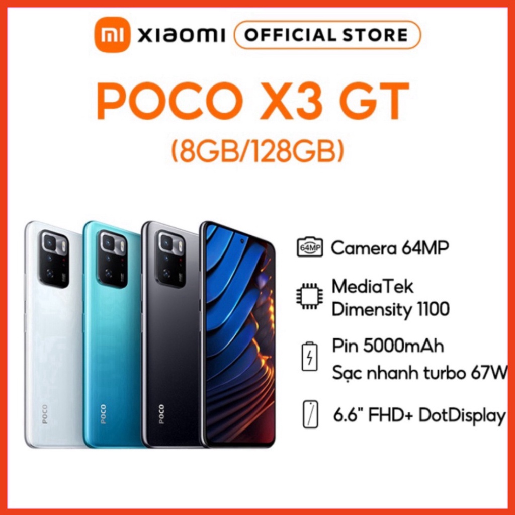 Điện thoại Xiaomi POCO X3 GT 8GB/128GB – Pin 5,000mAH – Sạc nhanh 67W (siêu ưu đãi)