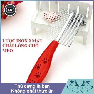 Lược inox 2 đầu chải lông chó mèo Phụ kiện Long Vũ