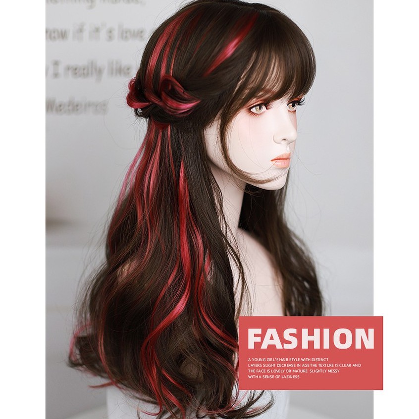 Bộ Tóc Giả Dài 50cm Uốn Xoăn Cho Nữ