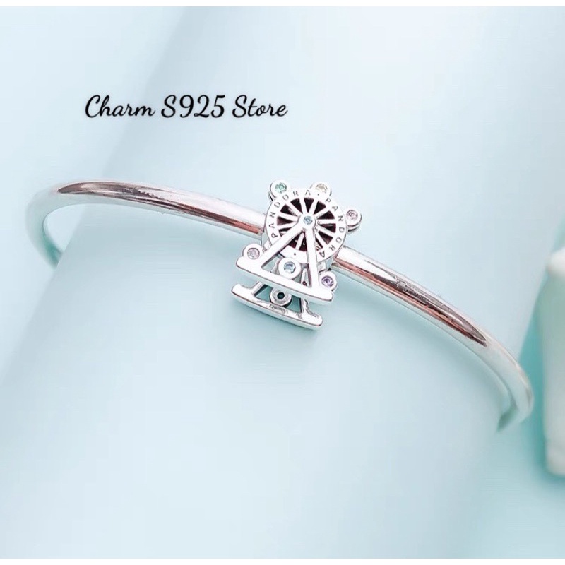 charm pan đu quay đính đá nhiều màu bạc s925