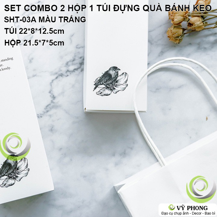 SET 2 HỘP + TÚI ĐỰNG QUÀ TẶNG BÁNH KẸO LỄ TẾT SINH NHẬT PHONG CÁCH BẮC ÂU ĐƠN GIẢN SHT-03