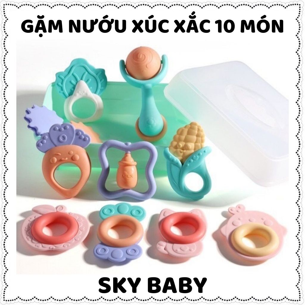 Đồ chơi gặm nướu cho bé xúc xắc 10 món Baby Rattle đồ chơi trẻ em cắn răng