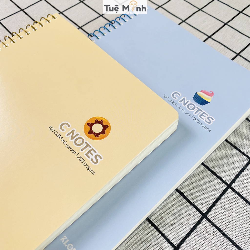 Vở note cornell B5 200 trang Klong MS 588 bìa nhựa lò xo đơn C Notes sổ Dot grid Ruột chấm và caro 6x6 mm