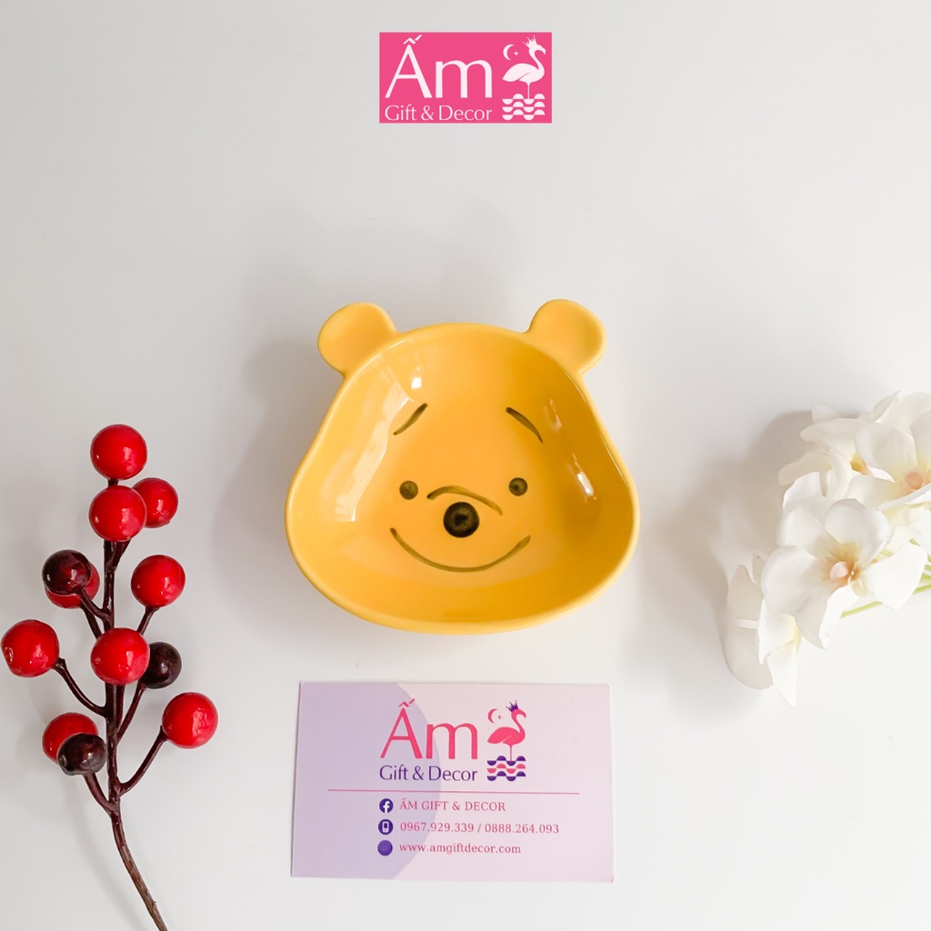 Bát Sứ Ăn Dặm Hình Gấu Pooh Ấm Baby - Chén Ăn Dặm Kiểu Nhật Cho Bé Dung Tích 60ml-120ml Ấm Gift &amp; Decor