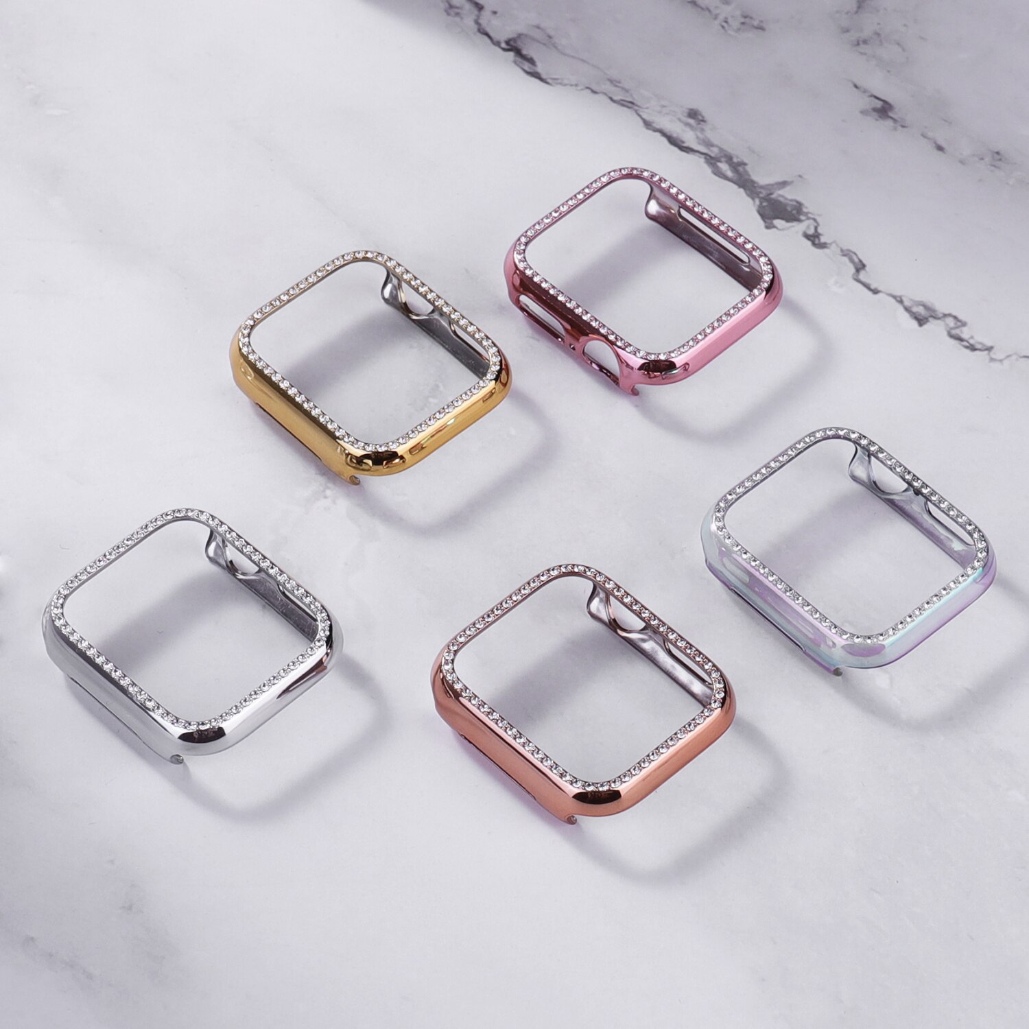 Diamond Case for Apple Watch  6 5 4 Series 44mm 40mm Screen Protective Cover PC Watch Case