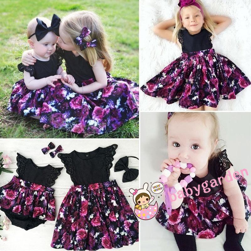 ღ♛ღToddelr Kids Baby Girls Sister Matching Floral Jumpsuit Romper Dress Outfits Set