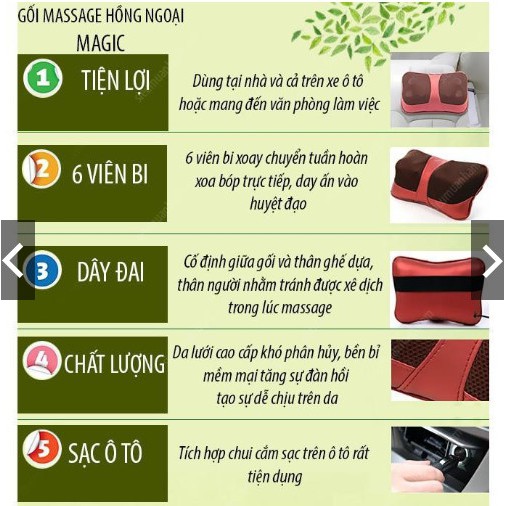 Gối Massage Hồng Ngoại 6 Bi Magic Pillow PL-818 thế hệ mới