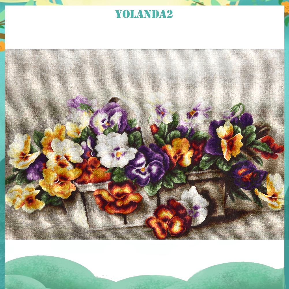 Toàn Bộ Bộ Tranh Thêu Chữ Thập Thủ Công 11CT Hình Giỏ Hoa