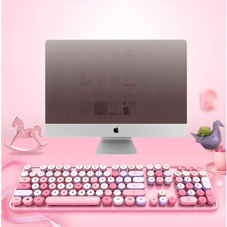 Bộ bàn phím và chuột không dây MOFii N720 MẪU MỚI màu hồng và đen cực đẹp