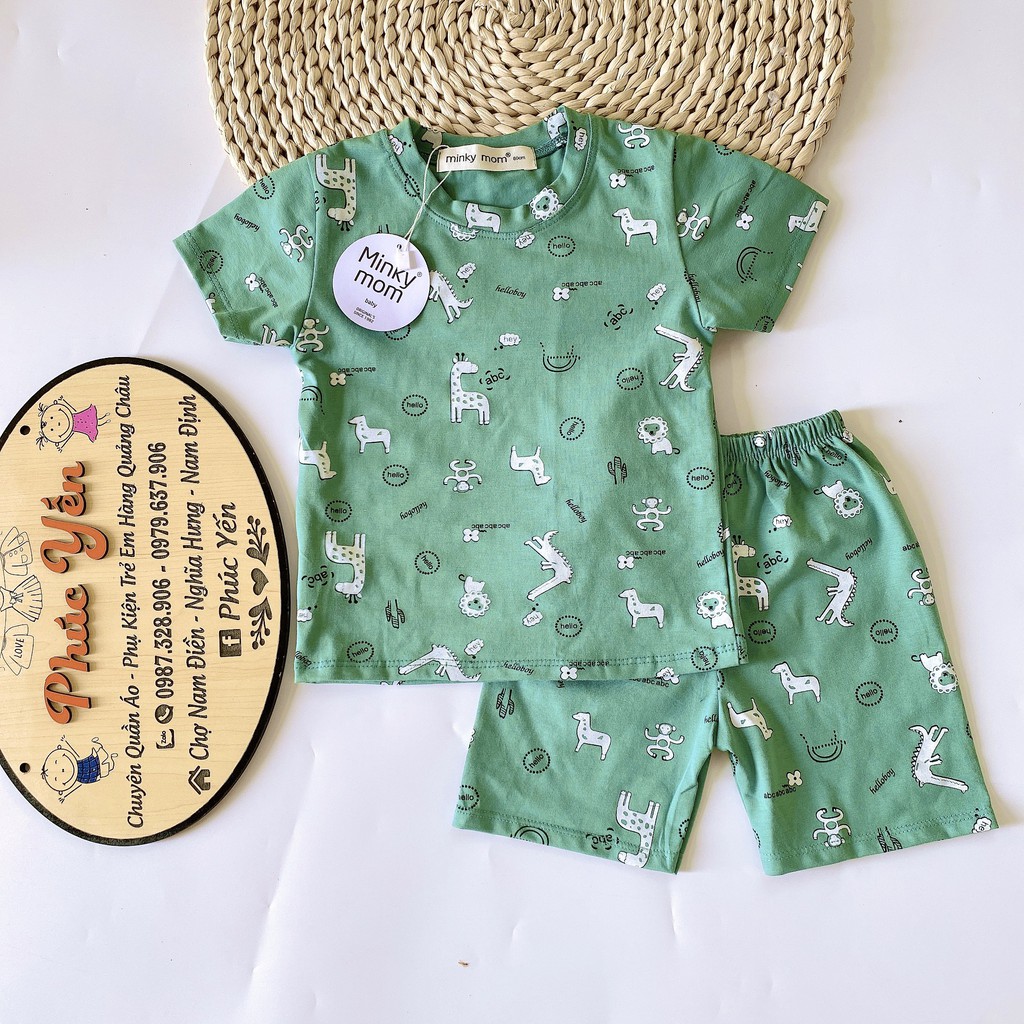 Sale !!! Bộ Cộc Tay Cotton Hàng Minky Mom In Toàn Thân  Thỏ-Ngựa Trắng Cho Bé (9-18kg) (1380)_Super Sale