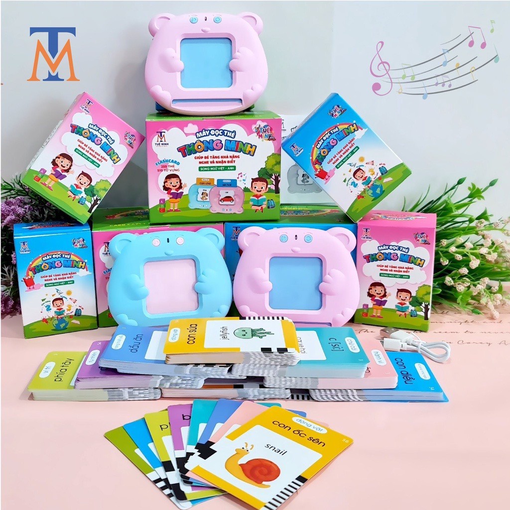 [Bản cao cấp 2023] Máy Đọc Thẻ Flashcard Song Ngữ Anh - Việt 224 từ vựng, có dây đeo tiện lợi cho bé, Bảo hành 6 tháng