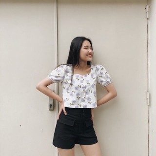 Áo Croptop Libe họa tiết hoa lá