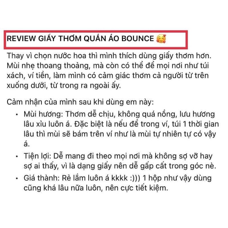 Giấy Thơm Bounce Iron Less Mỹ Làm Thơm Quần Áo - Giày Dép - Hút Ẩm