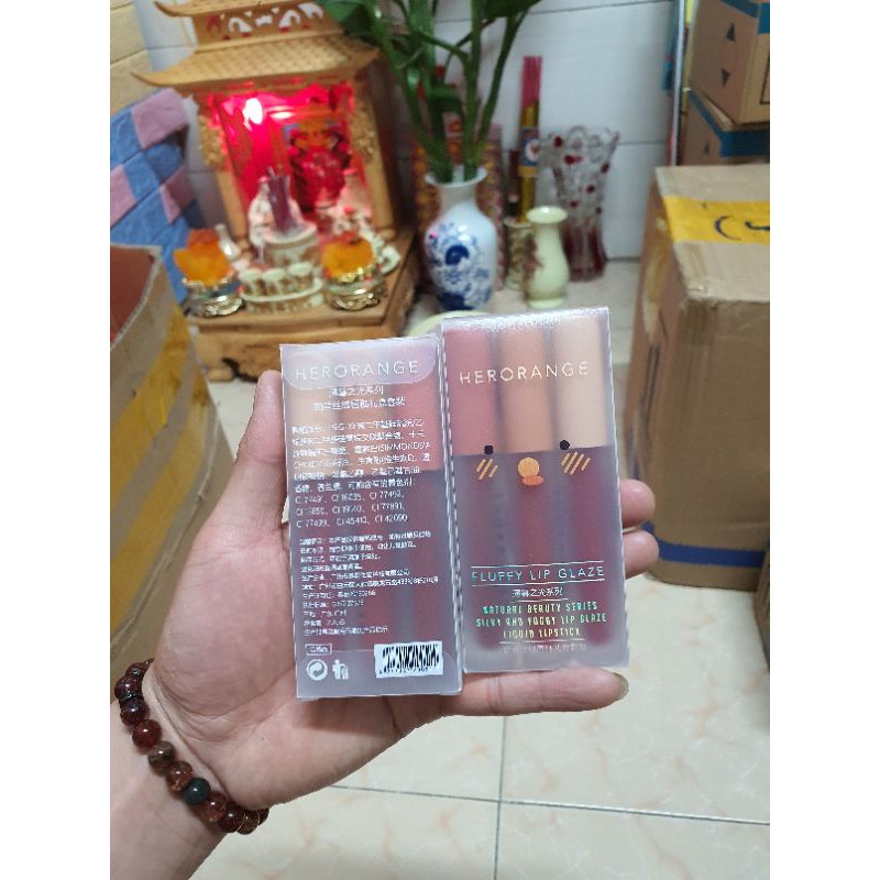 Set 3 Cây Son Kem Lì Herorange Fluffy Lip Glaze