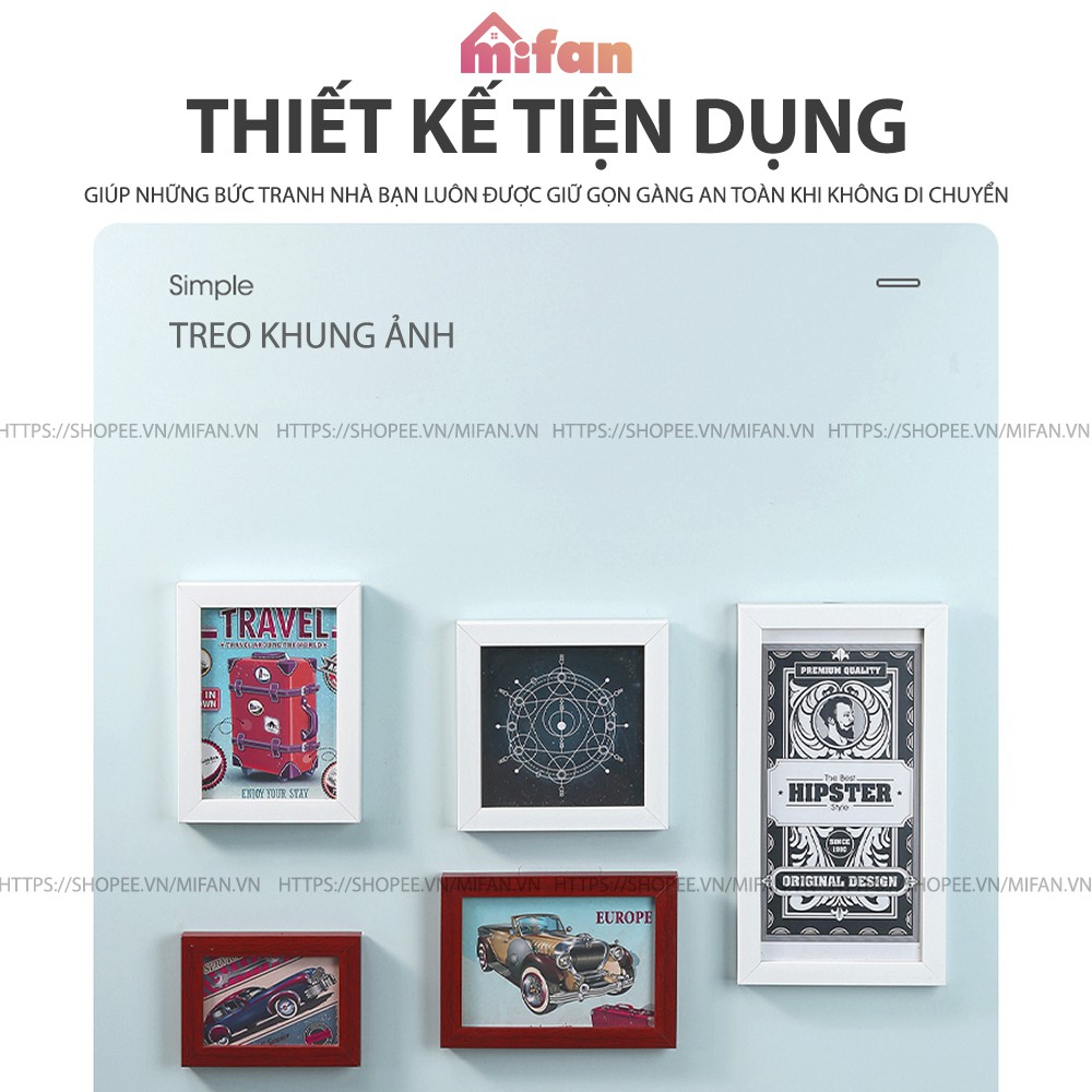 Móc Dán Tường Treo Tranh Siêu Dính MIFAN - Khung Ảnh, Đồng Hồ, Đồ Decor Đa Năng - Không Cần Khoan Đục