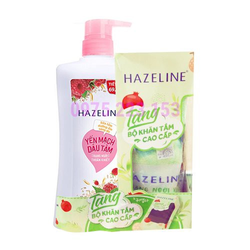 Sữa tắm Hazeline yến mạch và dâu tằm 670g - Tặng Bộ Khăn Tắm Cao Cấp
