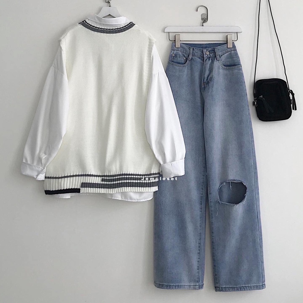 Áo Ghile Len Ulzzang Nữ JEMCLOSET Zami Cổ Tim From Rộng Oversize Phong Cách Hàn Quốc Trẻ Trung Năng Động Dễ Mix Đồ 10239 | BigBuy360 - bigbuy360.vn