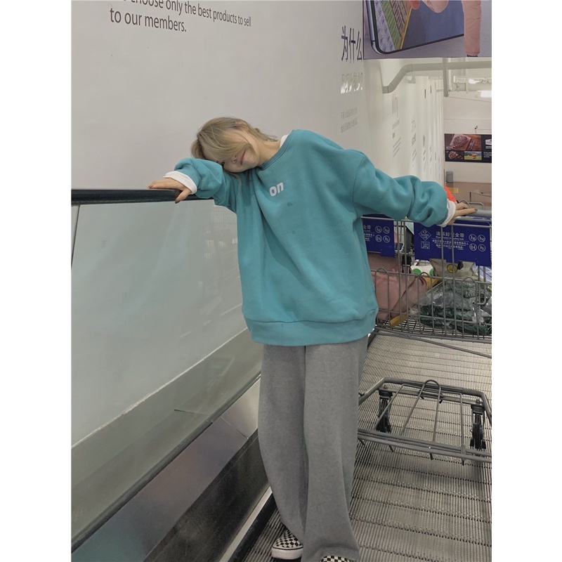 Áo Sweater Cổ Tròn Lót Nhung Thời Trang Xuân Thu | BigBuy360 - bigbuy360.vn