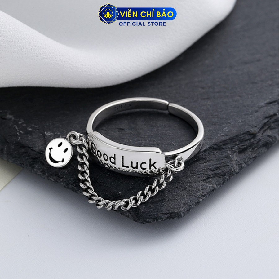 Nhẫn bạc nữ mặt cười good luck chất liệu bạc Thái 925 thời trang phụ kiện trang sức nữ Viễn Chí Bảo N000504
