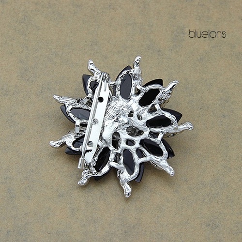 Trâm Cài Áo Hình Bông Hoa Đính Đá Pha Lê Đen Thời Trang Giáng Sinh Cho Nữ