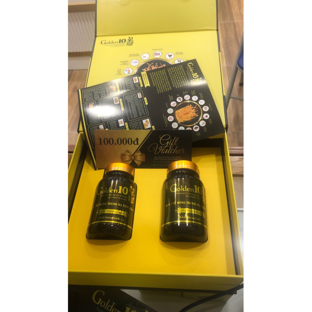 ĐÔNG TRÙNG HẠ THẢO SẤY THĂNG HOA CAO CẤP GOLDEN 10 SET TINH HOA (set 2 lọ, 5g/lọ) | BigBuy360 - bigbuy360.vn