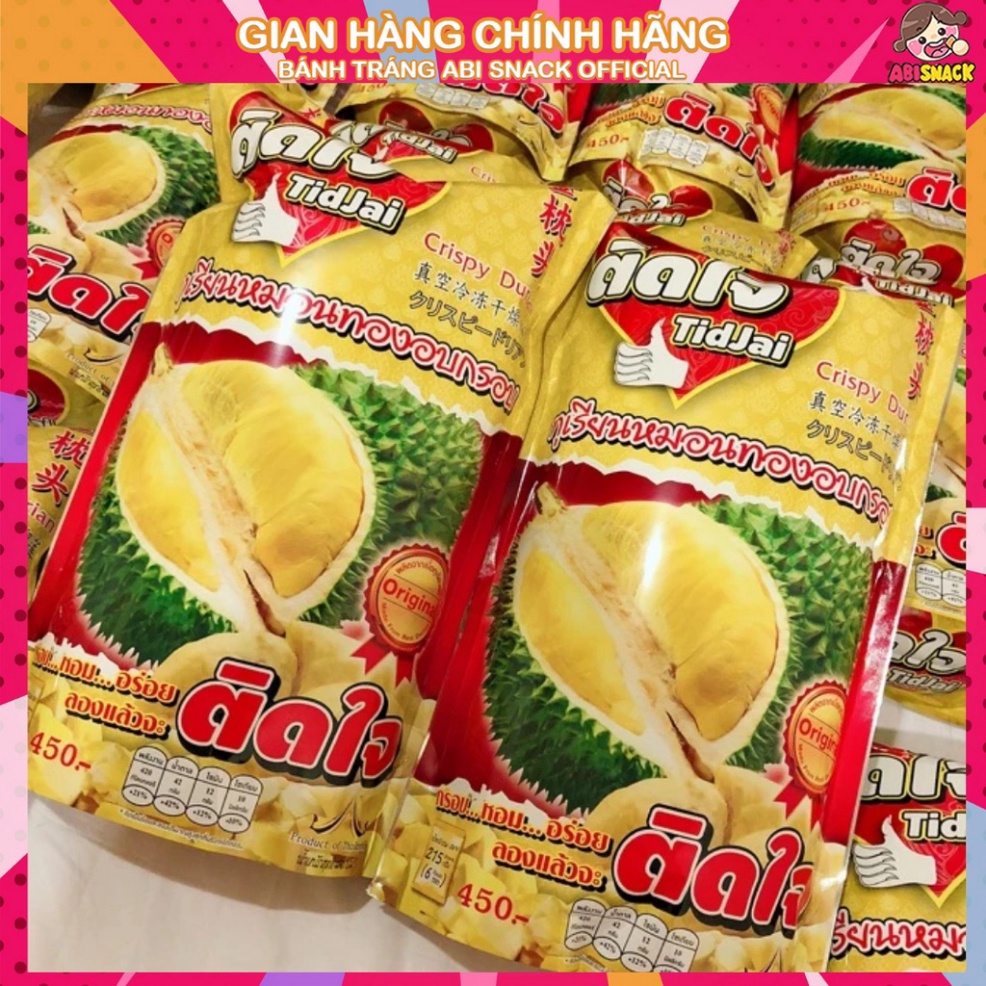 MÓN NGON THÁI LAN Sầu Riêng Sấy Khô Thái Lan Crispy Durian TidJaj gói lớn 215gr gồm nhiều gói nhỏ bên trong Xả Kho