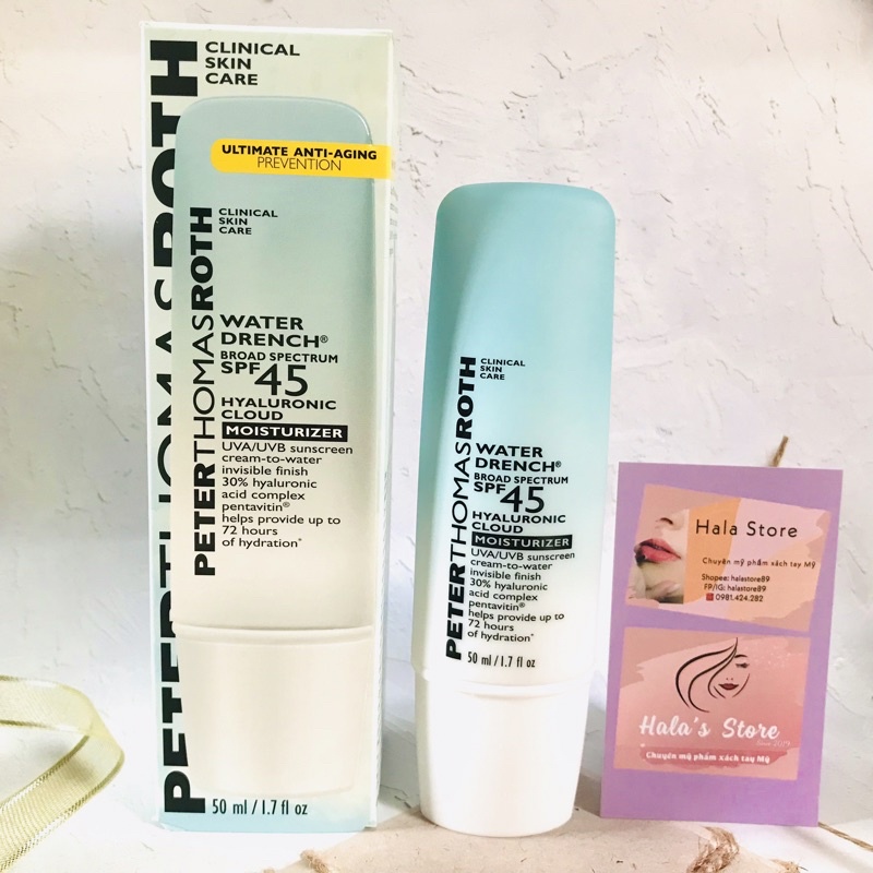 Peter Thomas Roth ✨ Kem chống nắng dưỡng ẩm Water Drench Broad Spectrum SPF 45 Hyaluronic Cloud Moisturizer