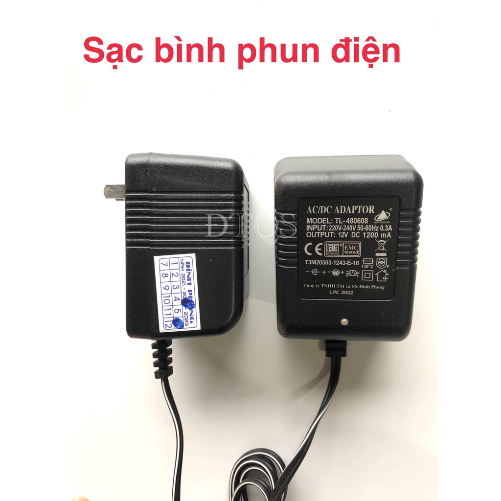 củ Sạc bình thuốc sâu hãng Đỉnh Phong 12v, cục sạc ắc quy cho bình phun thuốc dạng 3 chấu