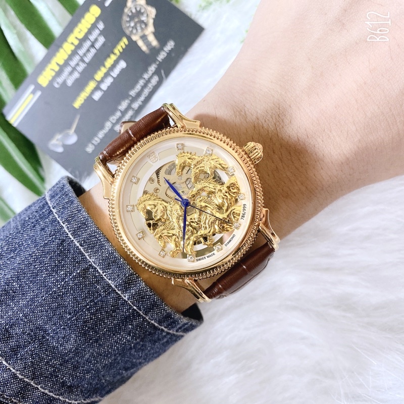 Đồng hồ cơ nam picter style dây da bát mã-Mã đáo thành công chạy máy cơ,bảo hành 12 tháng