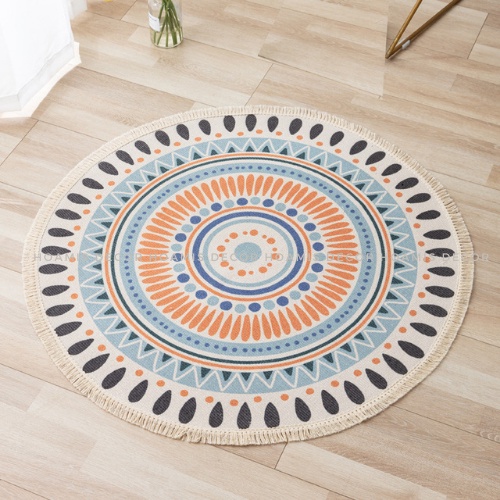 Thảm Trải Sàn Tròn Canvas Phong Cách Bắc Âu Sang Trọng Tao Nhã