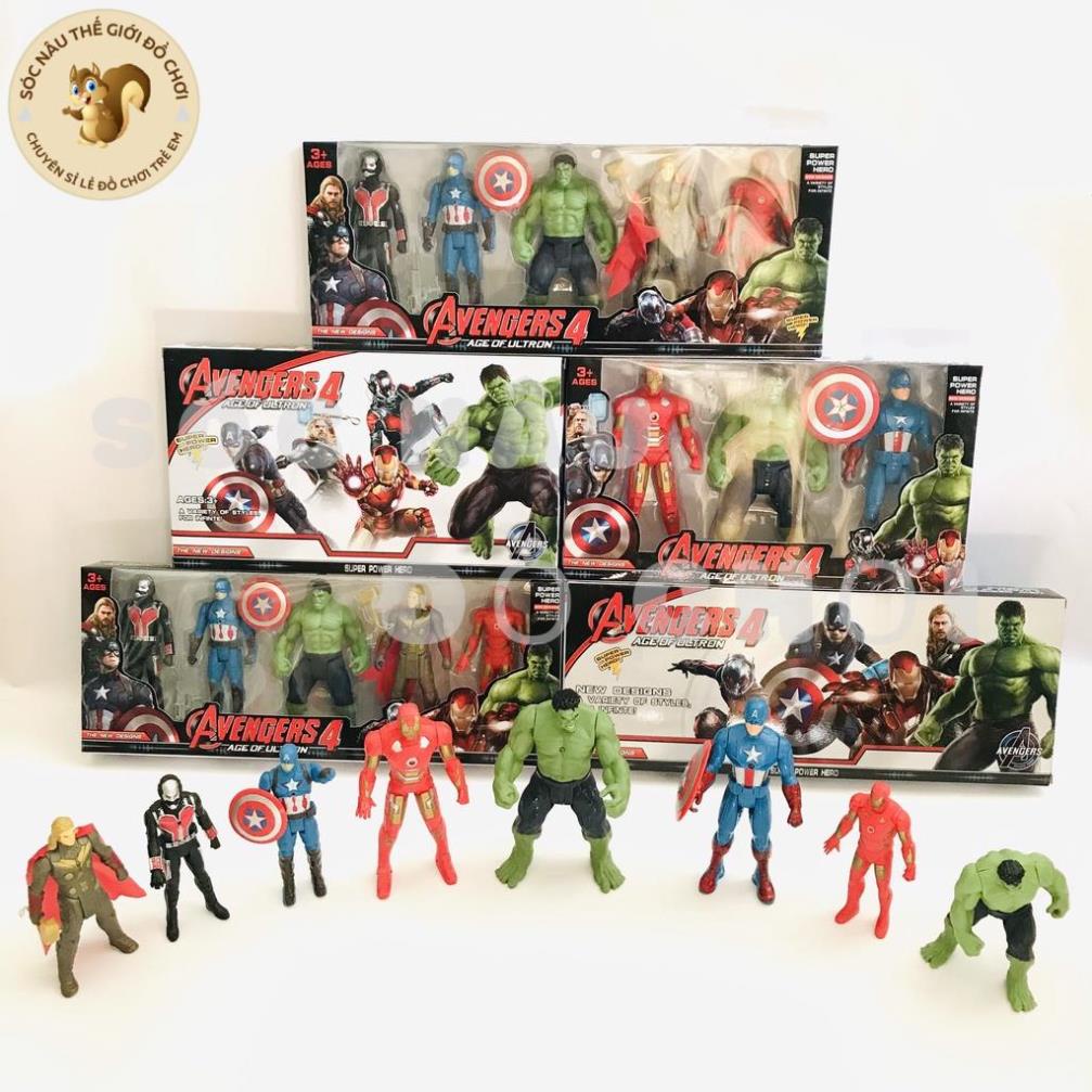 Đồ chơi nhân vật SIÊU ANH HÙNG Avenger Iron Man Captain Thor Hulk Ant Man có đèn led cử động khớp cho các bé Sóc Nâu