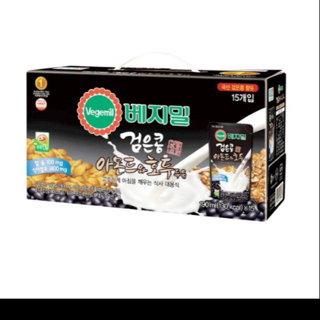 Sữa óc chó đậu đen hạnh nhân,, vegemil,,Hàn quốc,,,20 túi ×190ml,,