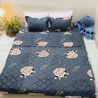 BỘ CHĂN GA GỐI HÈ THU 5 MÓN BÒ XANH