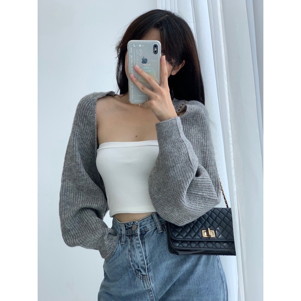 Áo Khoác Cardigan Dệt Kim Dáng Rộng Croptop Kiểu hàn Quốc Xinh Xắn dễ Thương | Bé Tiu Clothing | BigBuy360 - bigbuy360.vn