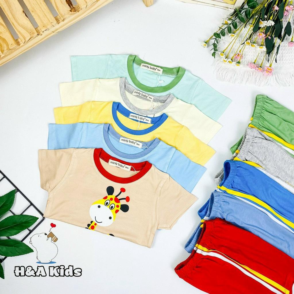 [7-30] Bộ Cộc Tay Bé Trai MINLYBABY Chính Hãng In Hình Động Vật Dễ Thương - Unibaby -  BCQPS2