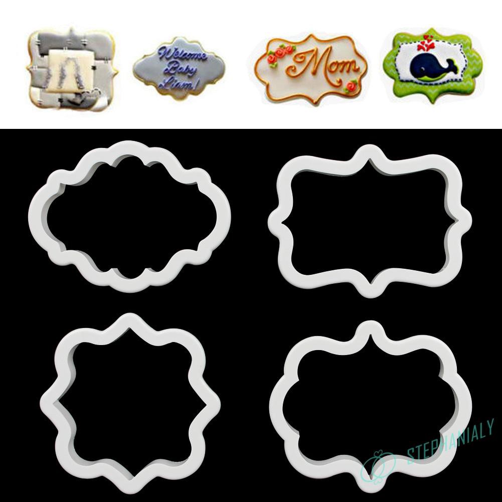 4pcs Plastic Pastry Cookie Biscuit Cutter Cake Decorating Mold Tool
