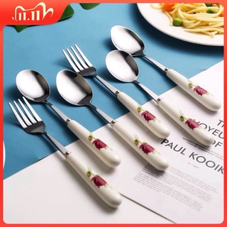 Thìa Muỗng Cà Phê Inox cán sứ [GIÁ RẺ]