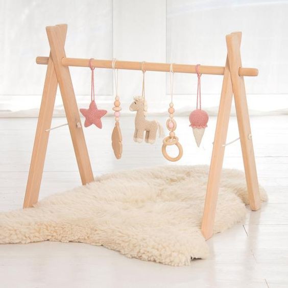 Kệ chữ A baby gym bằng gỗ thông tự nhiên an toàn/ Đồ chơi vận động Montessori cho bé 70x60cm