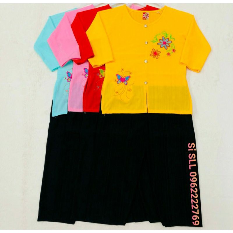 16-32kg Set Bộ Bà Ba Thun Gân Nút Giả Giá Rẻ Cho Bé Gái