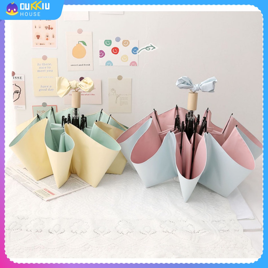 Ô dù che nắng đi mưaÔ gấp gọn ( Có Sẵn ) phủ lớp chống tia UV màu pastel Phong Cách Retro Mùa Hè siêu xinh