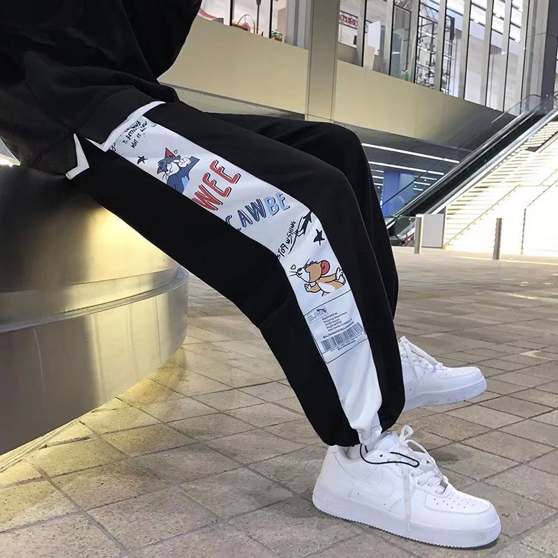 Quần dài thể thao in hình mèo và chuột size lớn S-3XL thời trang mùa hè cho nam