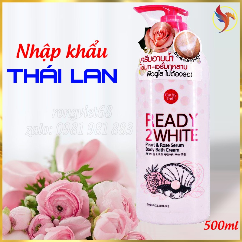 Sữa tắm tinh chất hoa hồng và ngọc tra i Ready 2 White Pearl & Rose Serum Body Bath Cream