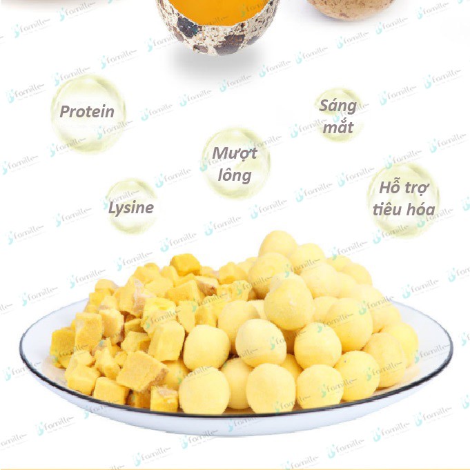 [LÔNG ÓNG MƯỢT]Thức Ăn Bổ Sung JFamille,Lòng Đỏ Trứng Đông Khô Cho Chó Mèo, Giàu Đạm, Tăng Sức Đề Kháng - JF58
