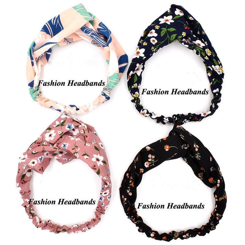 Băng đô vải co giãn họa tiết hoa tùy chọn phong cách retro thời trang dành cho nữ