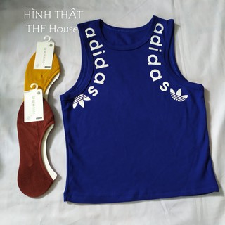 Sale Áo croptop ba lỗ ngược in chữ có hình và video thf house chuẩn