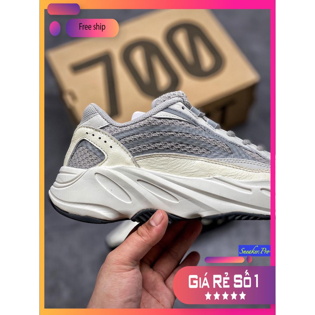 Giày thể thao YZ700 V2 Static trắng xám phản quang cho nam nữ